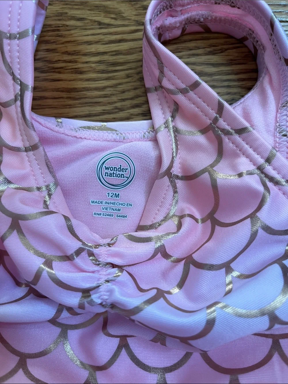 Wonder Nation Pink and Gold Mermaid Scale Swimsuit